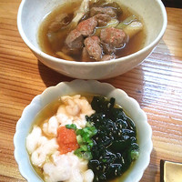 鮨処いちい - 鮪の煮物とたちポン＆アン肝。