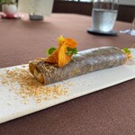 ダ　センプレ - (デザート)かぼちゃ ほうじ茶…クレープ。こんな風にかぼちゃとほうじ茶を楽しめるなんて。