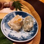 炭火割烹 白坂 - ⚫シャインマスカットと柿の白和え