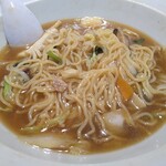 本場中國料理 タケちゃん - スープ・餡・麺を混ぜた図