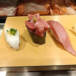 えんがわ、トロ切り落とし軍艦、極上中トロ