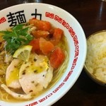 麺丸 - 2012年夏限定、濃厚あさり冷やしそば。ごはんは後の雑炊用に