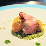 八王子うかい亭 - 料理長おすすめの一品（ローストビーフと南瓜のフリット）