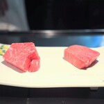 八王子うかい亭 - 本日の肉（サーロインとランプ）