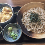 Konkian - ざる蕎麦タレ鶏丼セット