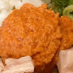 おこのみ鉄板焼 竹蔵 - 自家製エビペースト、エビの味がギュッと詰まってる、カレースープに溶かしながら食べる。
