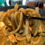 おこのみ鉄板焼 竹蔵 - うどんの麺は普通な感じ、追いめしが付くので麺量はそんなに多くない。