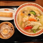 Benitoraken - 令和3年9月 点心とあんかけセット
                        海鮮五目あんかけ麺＋点心2種(エビ入り焼売、五目) 1848円