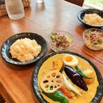Ka Re Shoku Dou Koropo - まろやか豆乳・味噌スープ・とりやさい・辛口・トッピング炙りチーズ＋もち。1100＋350円