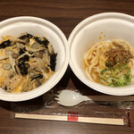 なか卯 - 4種きのこの親子丼並盛＆冷やし坦々うどん小セット790円