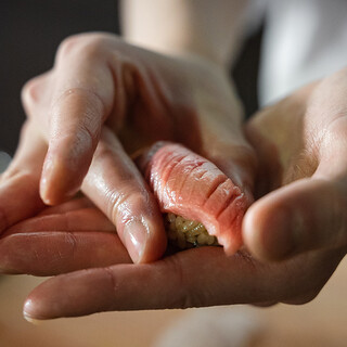 selection nigiri course. A supreme moment with expertly made nigiri and exquisite dishes