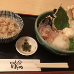 うどん ゆきの - 天ぶっかけ定食、揚げ餅トッピング