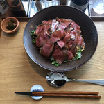 Hashibami - 国産牛ステーキ丼単品　ご飯大盛り　肉1.5倍