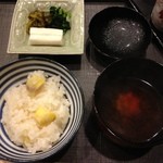 桜田 - ⑩栗ご飯、漬物(大根・みぶ菜・しば漬）、赤出汁