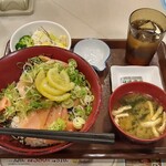 Sukiya - サーモン丼ねぎ塩レモン(期間限定)特盛サラダセット