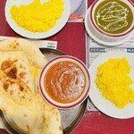Indian Restaurant Sapana - 海老バター／ほうれん草チキン／ナン／ライス