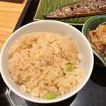 大かまど飯 寅福 - 季節の炊き込みご飯(枝豆とミョウガ)