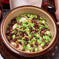 赤坂 菊乃井 - ⚫【御飯】「鯛萩御飯　甘栗　小豆　枝豆　三つ葉」