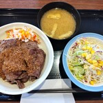 Matsuya - ビフテキ丼彩り生野菜セット(にんにくごま醤油)850円