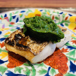きう - ・焼き太刀魚、九条葱と春菊のペースト