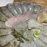 馳走 啐啄一十  - お造り（黒ムツ、コチ、鯛、障泥烏賊、もち鰹、鯵）