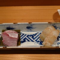 鮨 志の助 - アラ昆布締め　ガス海老