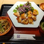 Ootoya - 木の子ご飯ともろみチキン炭火焼き定食　ご飯少なめ910円
