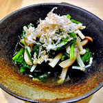 天ぷら処 こさか - ちぢみほうれん草と木ノ子お浸し（２０１２年１１月）