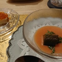 北野坂 木下 - 燻製イクラのクロスティーヌとトロトロ赤茄子。