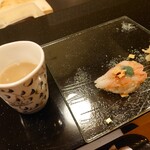 鮨 八や - 海老味噌と白味噌、豆乳の汁物