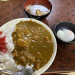 うな達 - カレーライス並(430円)+半熟卵(80円)+味噌汁(50円)