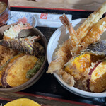 女川海の膳ニューこのり - 右ミックス天丼、左海老半天丼