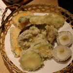 おたる政寿司 - アワビと野菜の天ぷら 1650円(2021年9月)