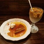 カフェ香咲 - プリン、アイスカフェオレ