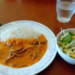 海燕 - ビーフストロガノフとサラダ