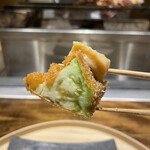 温石 - 緑茄子のおかき揚げ