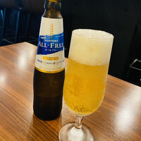 キャトルラパン 北梅田 - オールフリーで乾杯✩。✧*。グラスも冷えてて美味しい♬