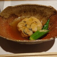 双葉寿司 - 二品目は「自家製ひろうずの揚げ出し」です