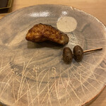 銀座鮨おじま - 銀鱈の焼物とむかごの炙り