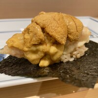 鮨まつもと - 車海老のフリットと雲丹の手巻き