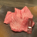 Yakiniku Horumon Ryuunosu - お肉には、合う調味料が描かれていて美味しく味わうことができました〜！