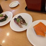 Kappa Sushi - ネギトロ軍艦・振り塩炭焼きかつお・サーモン