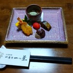 日本料理四季の一つ葉 - 先付け(左側イチジク)