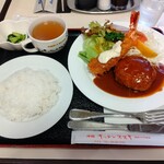 キッチンスズキ - おすすめランチB（洋風ハンバーグ、海老フライ）［1,090円］