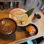 麺 つむぎ - 鶏豚濃コクつけ麺+味玉+鴨丼