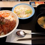 Matsuya - ビフテキ丼野菜セット　香味ジャポネソース　ごはん大盛