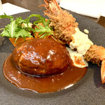 洋食コノヨシ - 大海老フライとハンバーグ