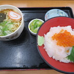 きときと食堂 - 白えび丼　＋　ミニかけ中　（みそ汁無しで合計2,200円）