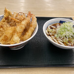 どんどん庵 - 天丼&冷たいうどん。