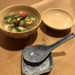 旬味 泰平 - ★煮物：スズキの夏野菜餡掛け